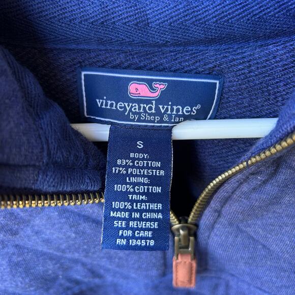 Vineyard Vines Mens Quilted Suede Pullover Half Zip Blue Size Mens Small - Picture 3 of 5